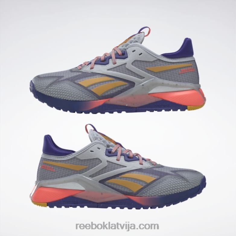 nano x2 tr piedzīvojumu sieviešu treniņu apavi0T464328 Reebok tīri pelēks 3/trekns violets/oranžs uzliesmojums