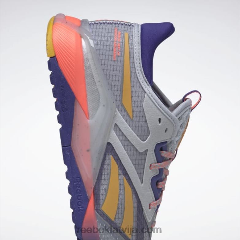 nano x2 tr piedzīvojumu sieviešu treniņu apavi0T464328 Reebok tīri pelēks 3/trekns violets/oranžs uzliesmojums