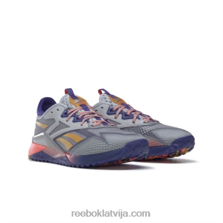 nano x2 tr piedzīvojumu vīriešu treniņa apavi0T4641122 Reebok tīri pelēks 3/trekns violets/oranžs uzliesmojums