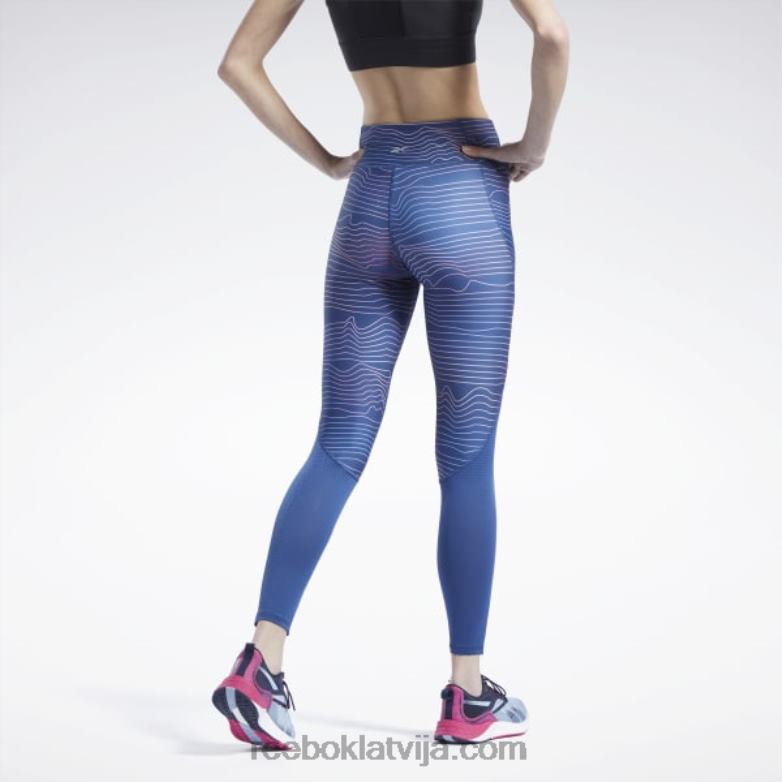 skriešanas apdrukāti legingi sievietes 0T464960 Reebok batikas zils