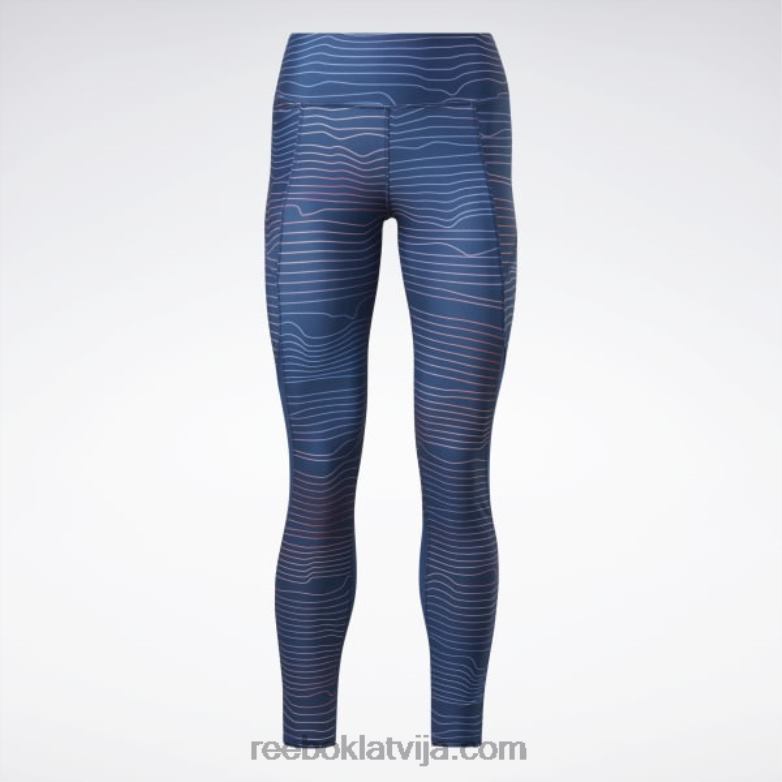 skriešanas apdrukāti legingi sievietes 0T464960 Reebok batikas zils