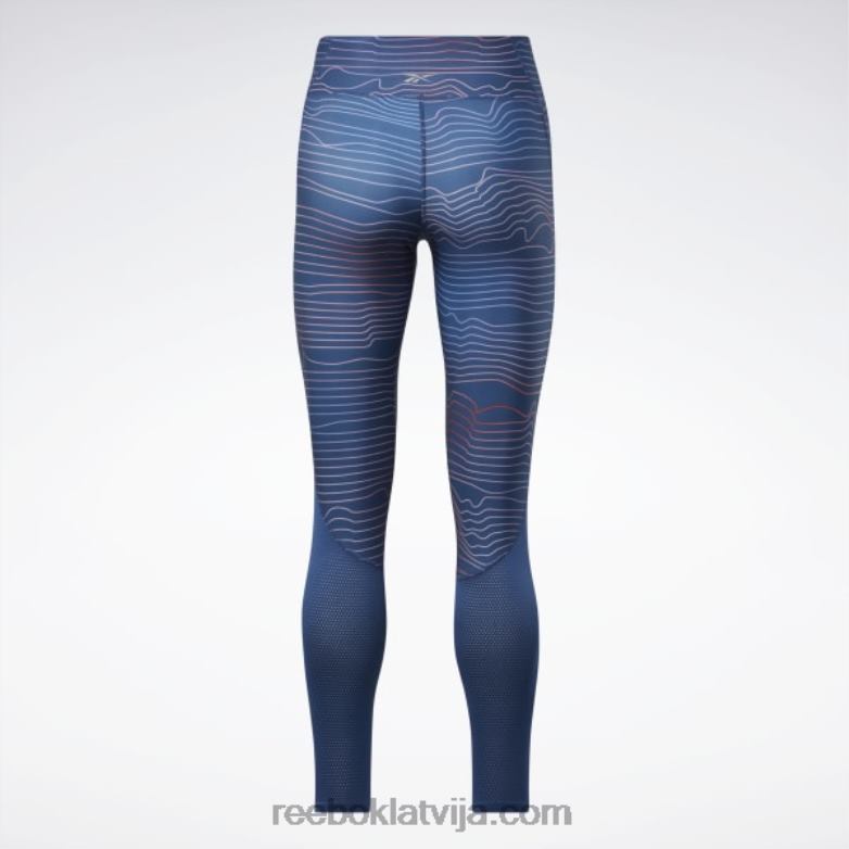 skriešanas apdrukāti legingi sievietes 0T464960 Reebok batikas zils