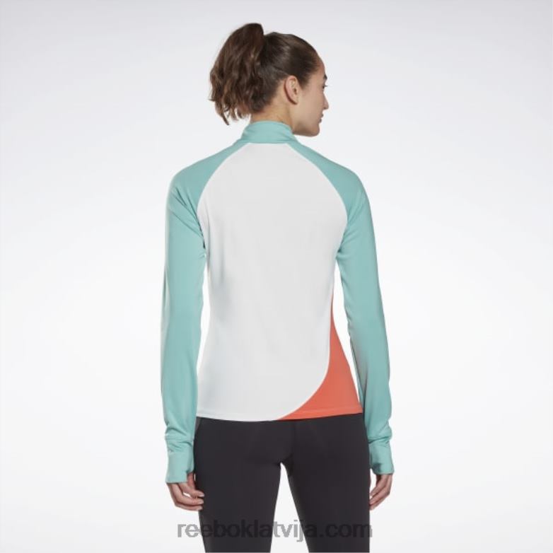 skriešanas sporta krekls ar ceturtdaļrāvējslēdzēju sievietes 0T464702 Reebok balts