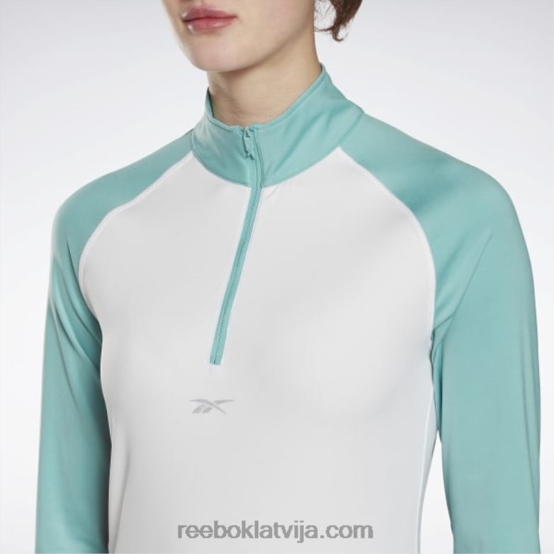 skriešanas sporta krekls ar ceturtdaļrāvējslēdzēju sievietes 0T464702 Reebok balts