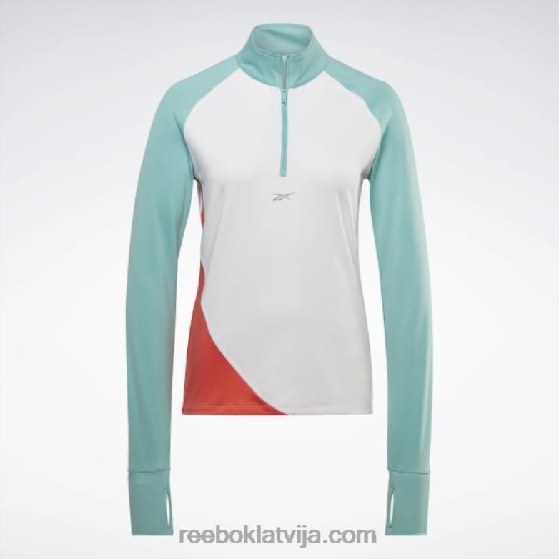 skriešanas sporta krekls ar ceturtdaļrāvējslēdzēju sievietes 0T464702 Reebok balts