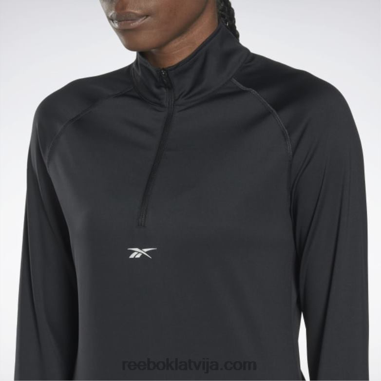 skriešanas sporta krekls ar ceturtdaļrāvējslēdzēju sievietes 0T464740 Reebok nakts melns
