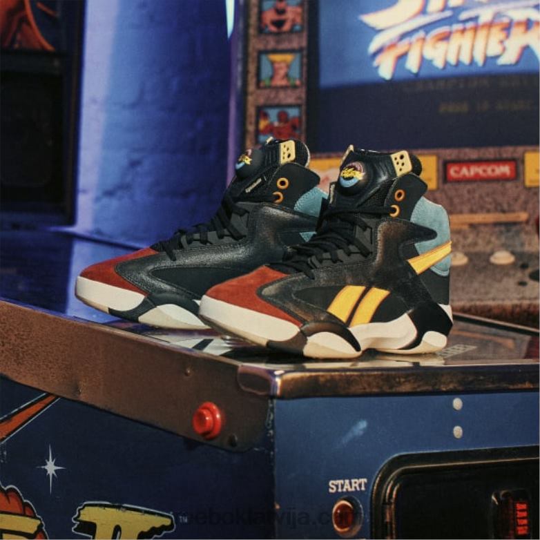 street fighter shaq attaq basketbola apavi vīriešiem 0T4641024 Reebok kodols melns/tumši sable/lukss zils