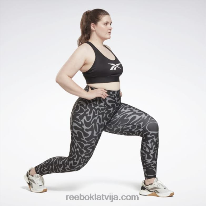 treniņam gatavi apdrukāti legingi (plus izmēra) sievietes 0T464551 Reebok melns