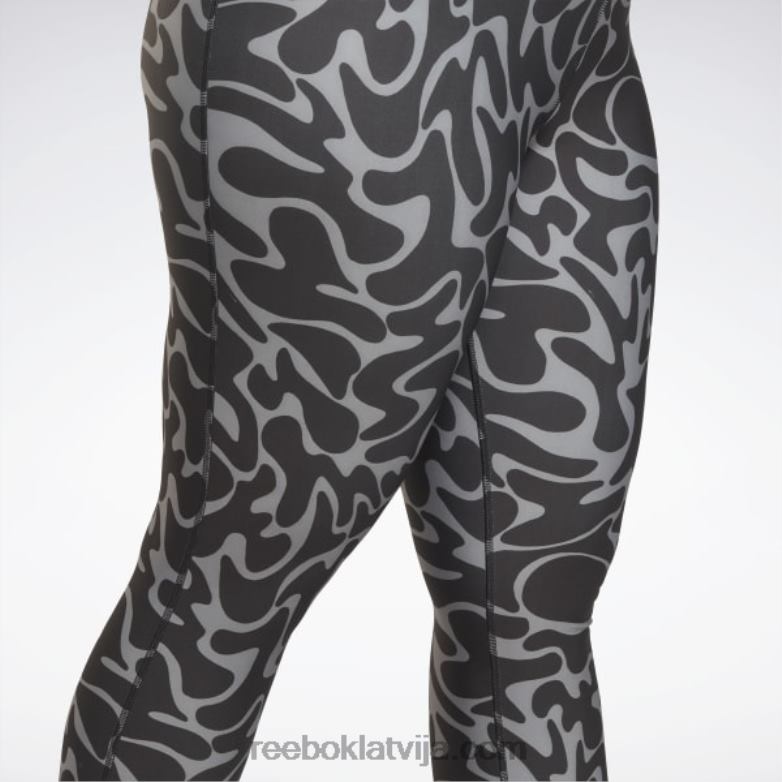 treniņam gatavi apdrukāti legingi (plus izmēra) sievietes 0T464551 Reebok melns
