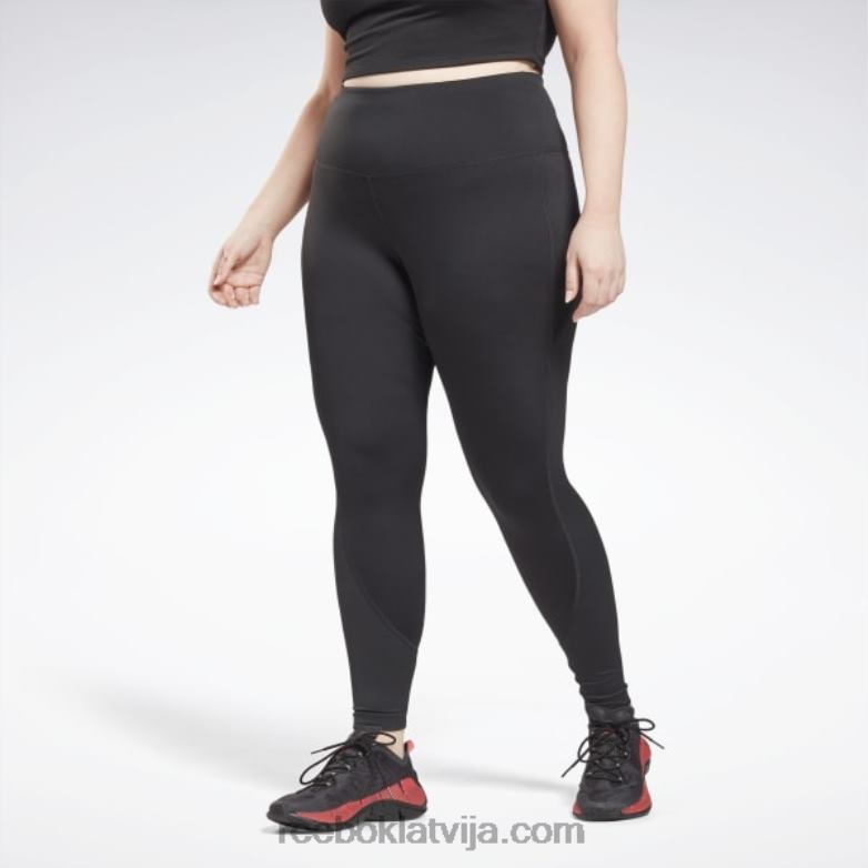 treniņam gatavi ribu augstceltnes legingi (plus izmēra) sievietes 0T464994 Reebok melns