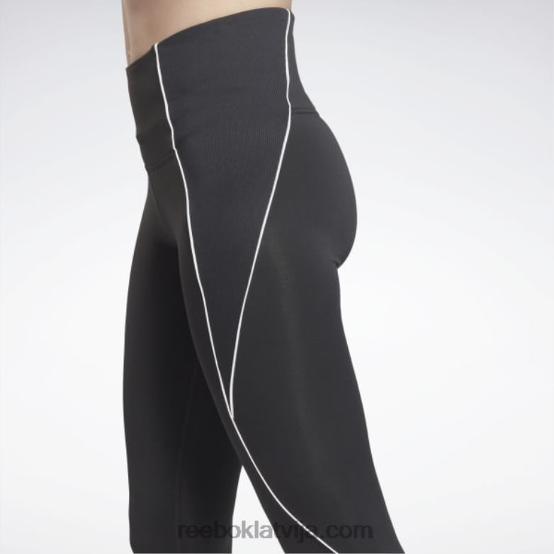 treniņam gatavi rievoti augstceltnes legingi sievietes 0T464835 Reebok nakts melns