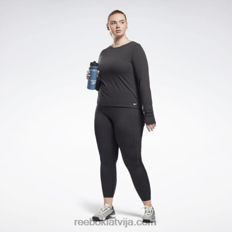 treniņam gatavs augstākās klases t-krekls ar garām piedurknēm (plus izmērs) sievietes 0T464674 Reebok nakts melns