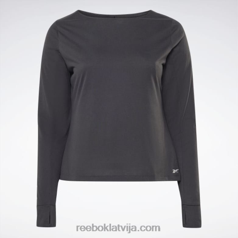 treniņam gatavs augstākās klases t-krekls ar garām piedurknēm (plus izmērs) sievietes 0T464674 Reebok nakts melns