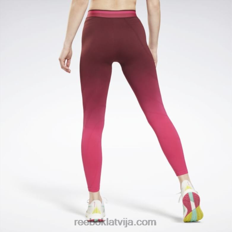 vieno fitnesa bezšuvju augstceltnes legingi sievietes 0T464882 Reebok sarkanbrūns/pursuit rozā
