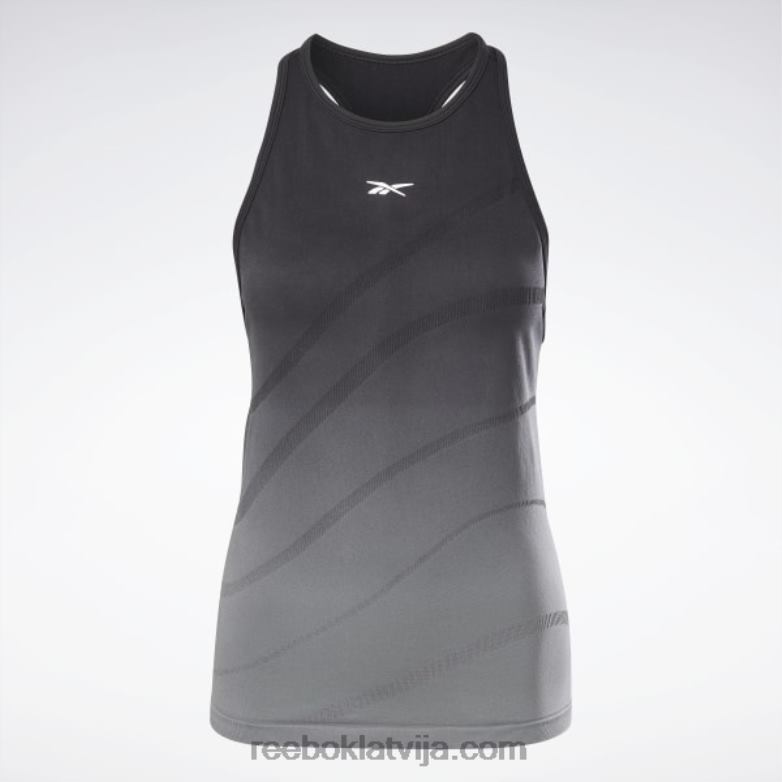 vieno fitnesa bezšuvju tvertne sievietes 0T464986 Reebok melns/auksti pelēks 6