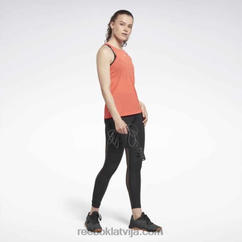 vieno fitnesa perforēta tvertnes augšdaļa sievietes 0T464541 Reebok daļēji oranžs uzliesmojums