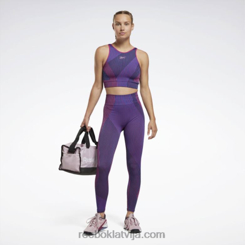 vieno fitness myoknit bezšuvju legingi sievietes 0T464557 Reebok vektors zils